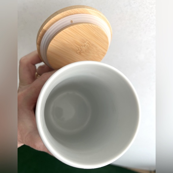 Ceramic container * Pink/White - Picture 3 of 4